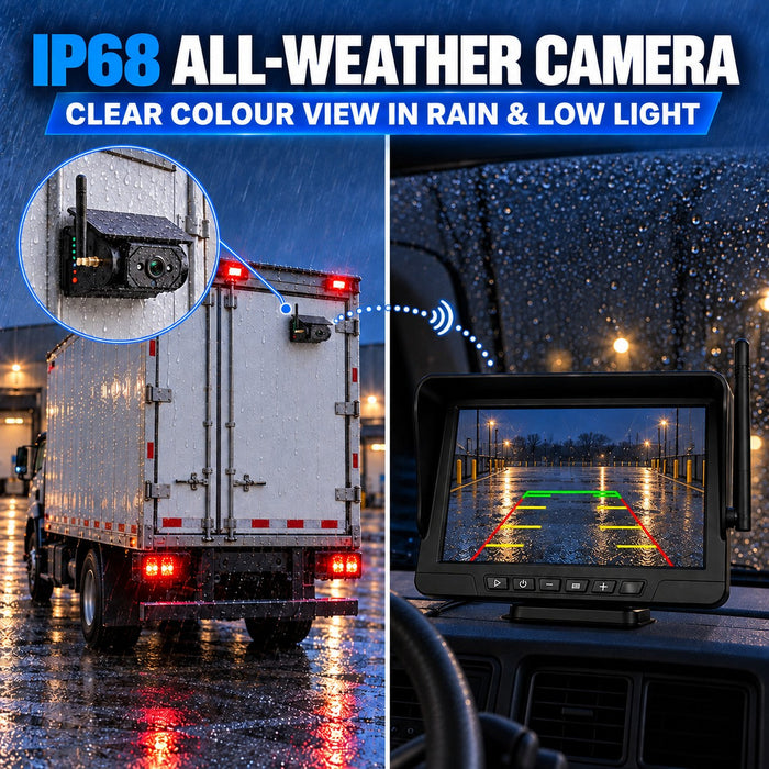 10.1" Dual-View BSD Wireless Solar Backup Camera System with 2 Magnetic Cameras & 64GB Card