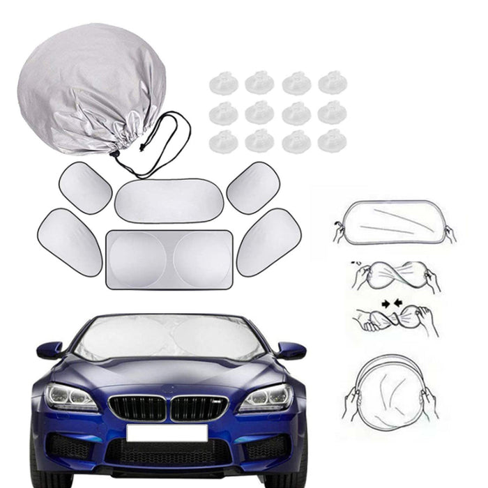 Set of 6 Auto Front Rear Windshield Side Window Sun Shade Car Visor Cover Block