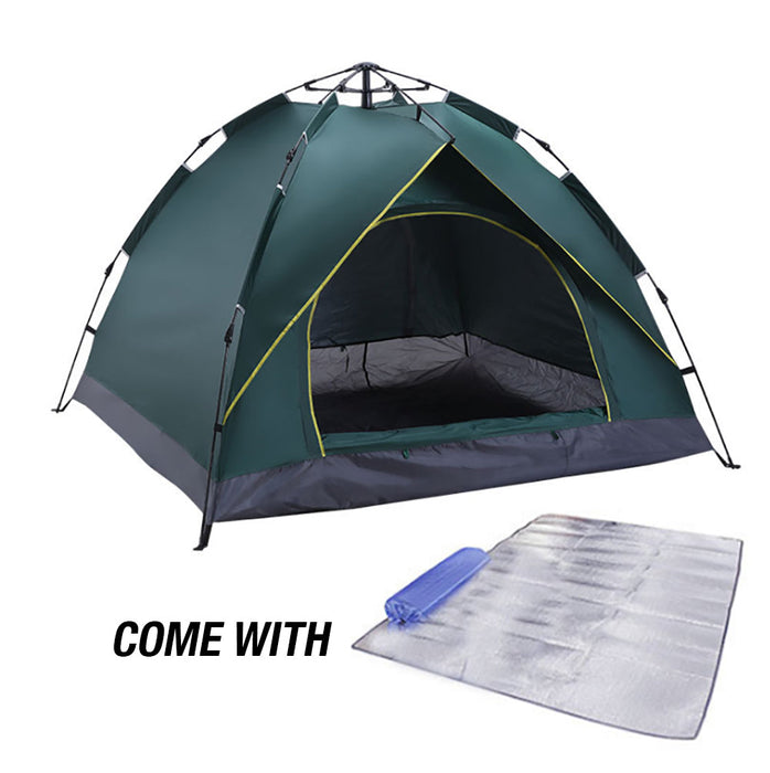 Waterproof Automatic Camping Tent 3-4 Person Come with Moisture Proof Pad