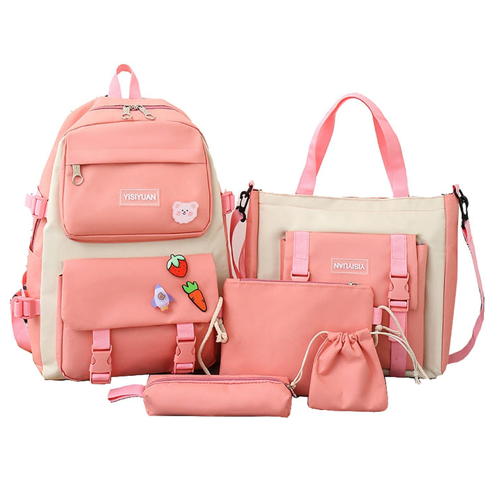 5PCS Backpack Schoolbag Set Multipurpose Travel Bag Shoulder Bag Series01