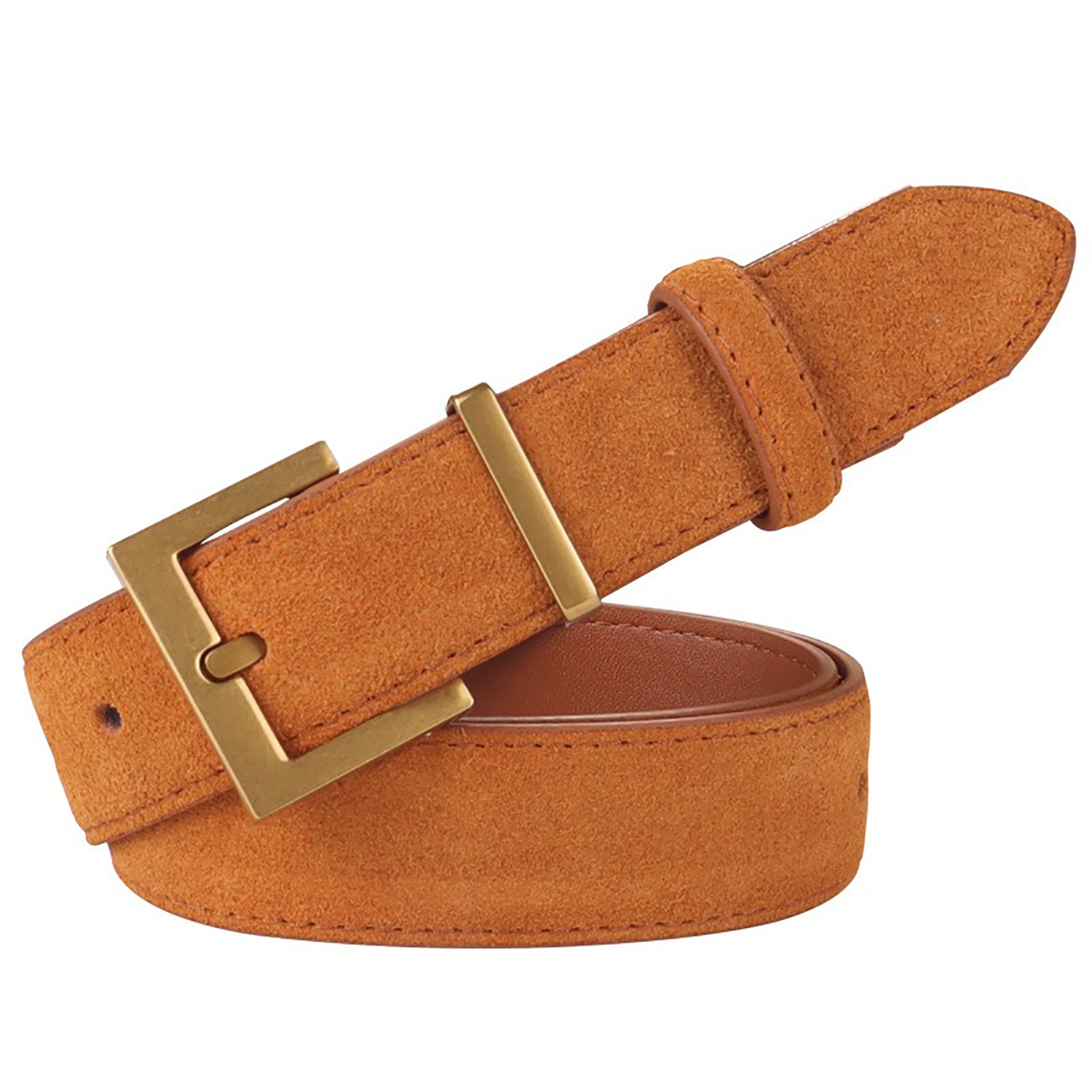 Women's Genuine Suede Leather Belt Classic Pin Buckle Cowhide Belts