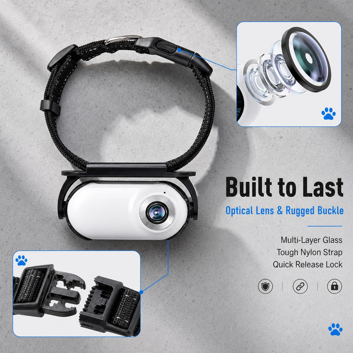 1080P WiFi Pet Collar Camera with 32GB Card – HD Dog POV Action Camera