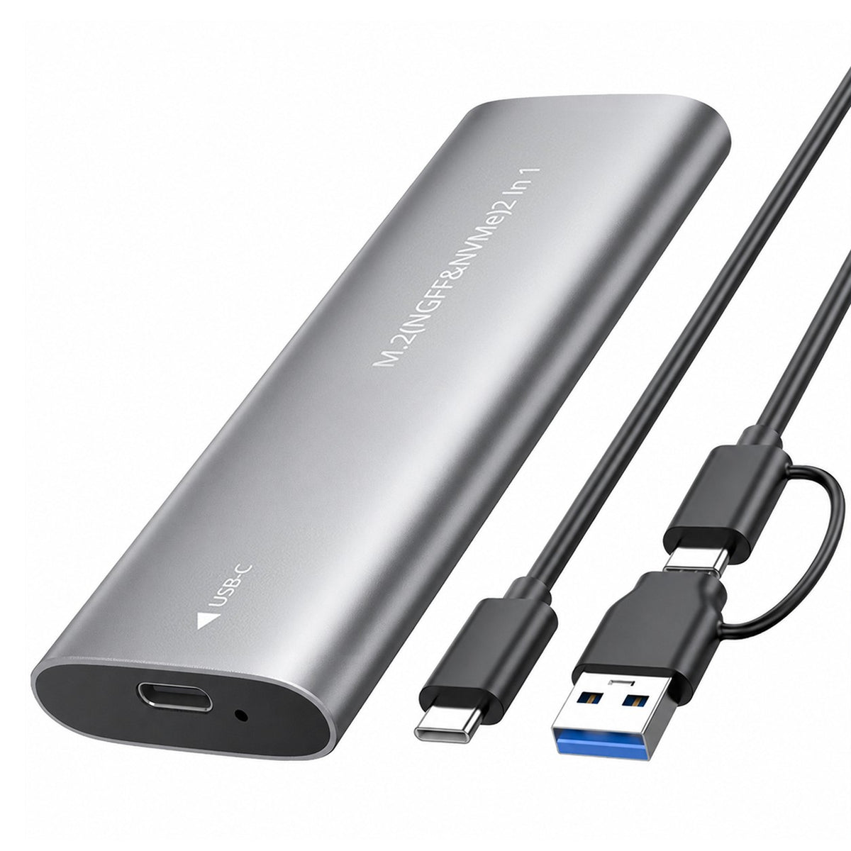M.2 NVMe SATA SSD Enclosure USB 3.2 Gen2 10Gbps Aluminum M.2 SSD Case