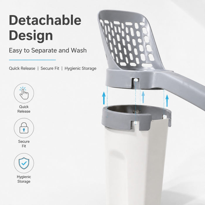 All-in-One Integrated Cat Litter Scoop with Trash Can & 90 Litter Bags