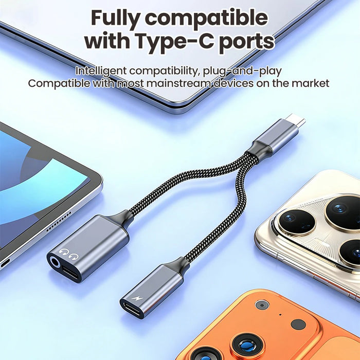 3-in-1 USB-C to 3.5mm Audio Adapter with USB-C Charging & Digital Audio Port