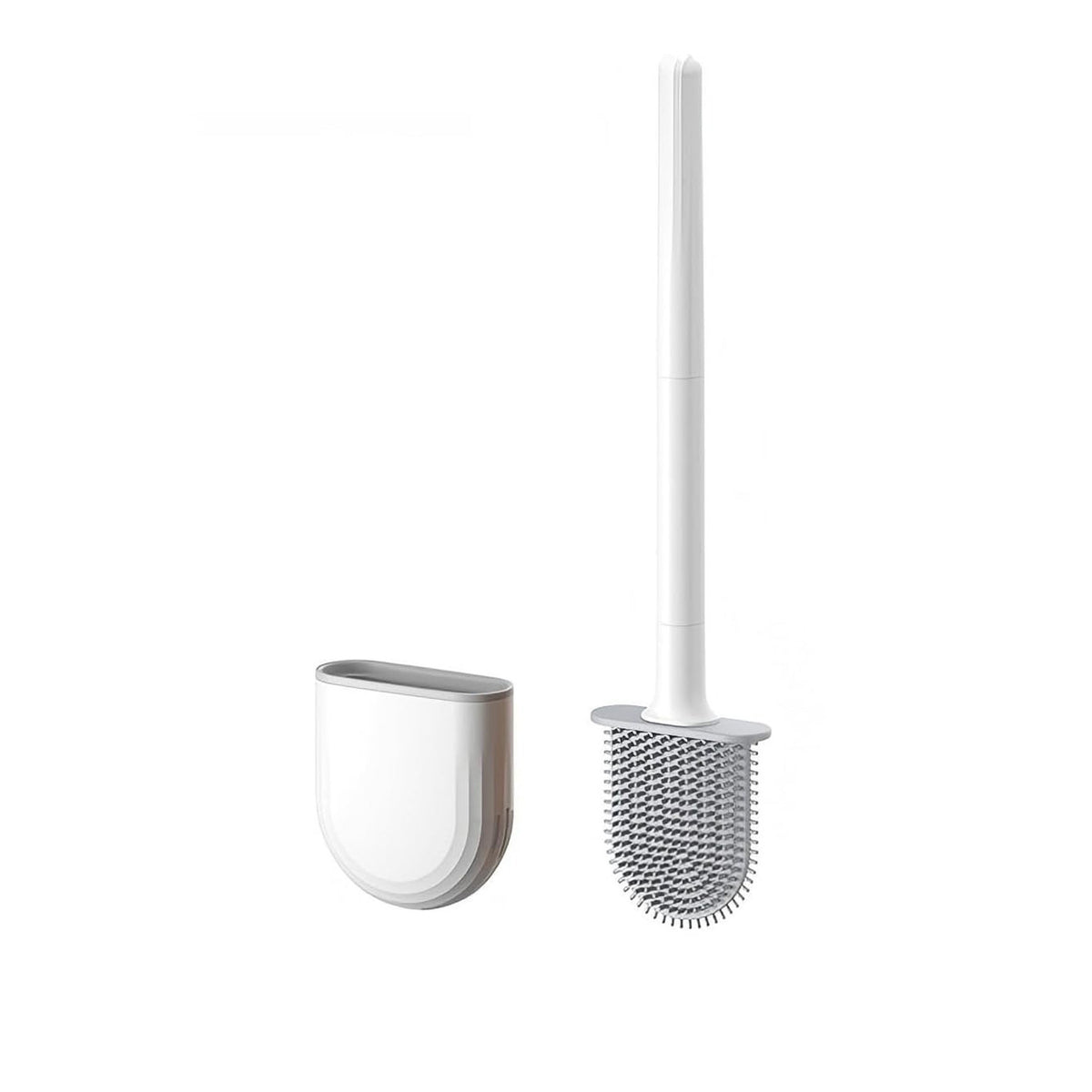 Silicone Flexible Head Deep Cleaning Toilet Brush with Wall Mount Holder