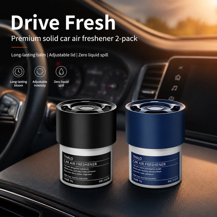 2-Pack Solid Car Air Freshener - 2 x 90g Adjustable Fragrance Balm