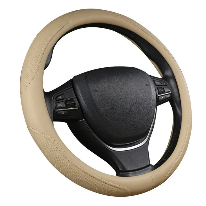 Universal Luxury Car 37-38cm Steering Wheel Cover PU Leather Non-slip Breathable