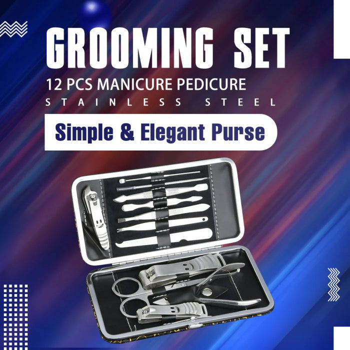 12 Pcs Manicure Pedicure Kit Nail Clippers Professional Grooming Set with Case