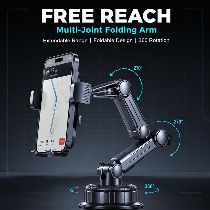 Heavy-Duty Long Arm Phone Mount for Trucks & Cars – Large Suction Cup