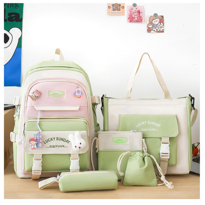 5PCS Backpack Schoolbag Set Multipurpose Travel Bag Shoulder Bag Series04