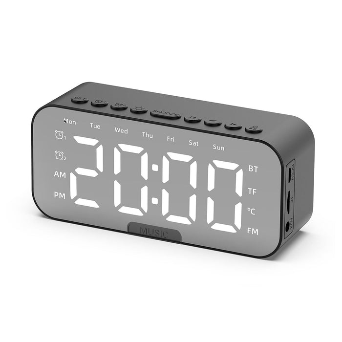 Bluetooth 5.0 Multi-function Wireless Speaker with Radio Clock Alarm Thermometer