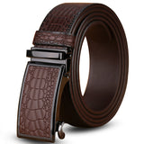 Genuine Cowhide Embossed with Crocodile Pattern Belt Luxury Business Automatic Belts