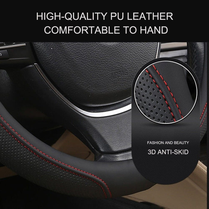 Universal Luxury Car 37-38cm Steering Wheel Cover PU Leather Non-slip Breathable