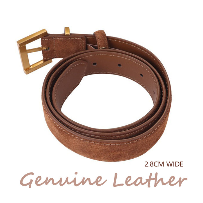 Women's Genuine Suede Leather Belt Classic Pin Buckle Cowhide Belts