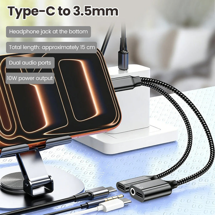 3-in-1 USB-C to 3.5mm Audio Adapter with USB-C Charging & Digital Audio Port