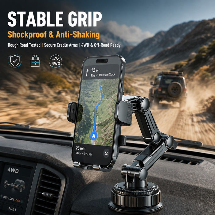 Heavy-Duty Long Arm Phone Mount for Trucks & Cars – Large Suction Cup