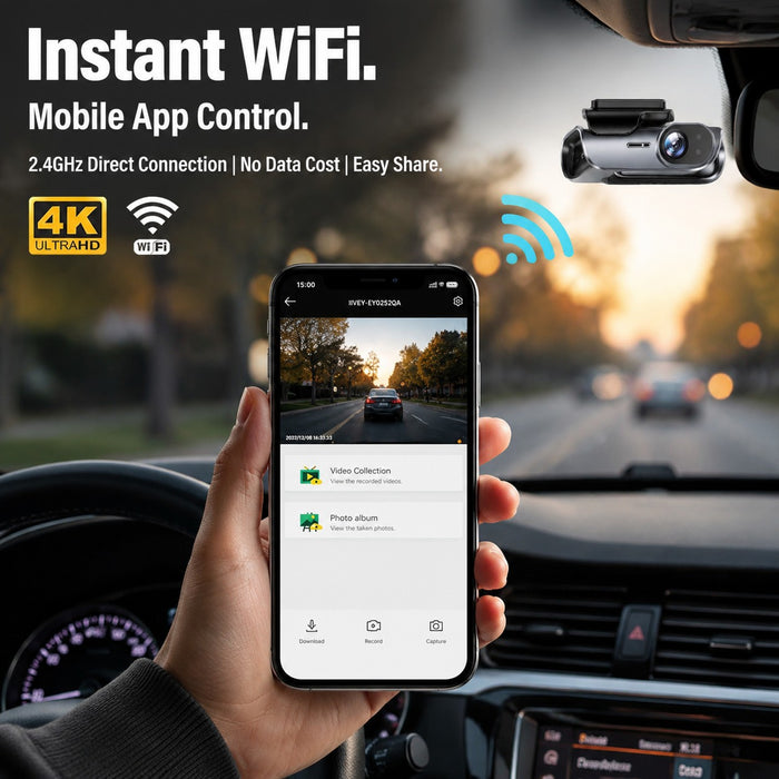 4K WiFi Hidden Front Dash Cam with 32GB Card G-Sensor Parking Protection