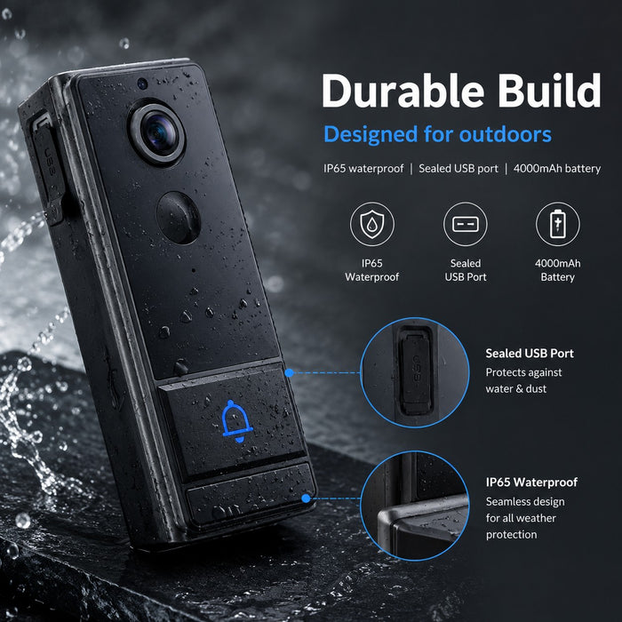 Wi-Fi Smart Wireless Video Doorbell Camera with Chime and 32GB Card