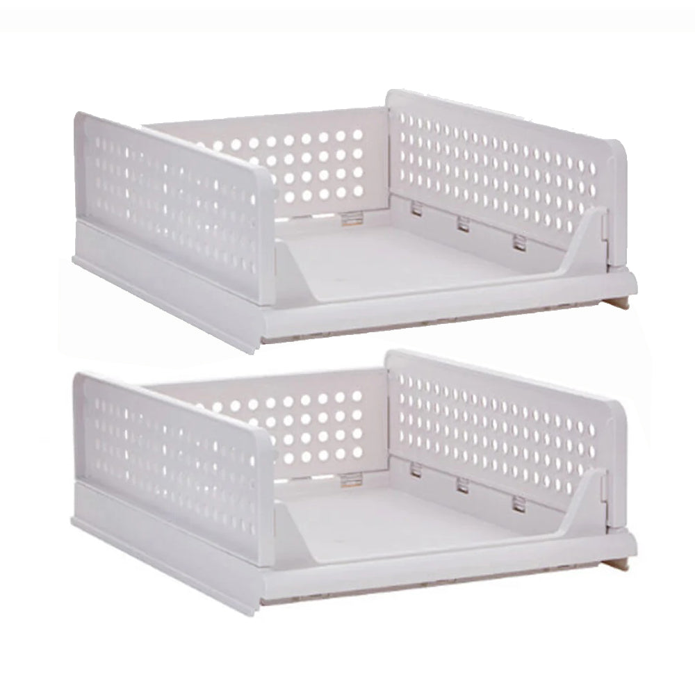 2Pcs Stackable Wardrobe Storage DIY Closet Organizer Clothes Shelf Rack – detail 8