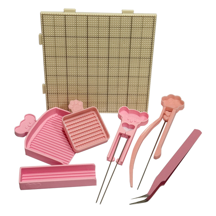 7Pcs Cute Fuse Bead Tool Set with Pegboard and Precision Tweezers