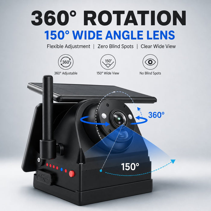Solar WiFi Vehicle HD Camera No Monitor Required 9600mAh Magnetic