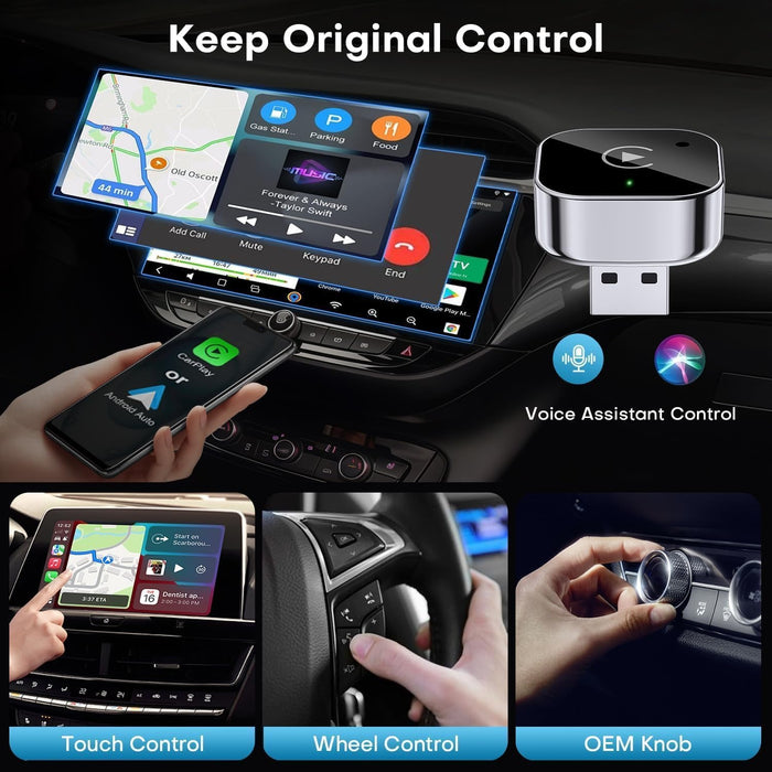 Premium Metal Mini 2-in-1 Wireless CarPlay & Android Auto Adapter