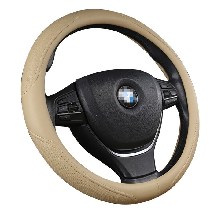 Universal Luxury Car 37-38cm Steering Wheel Cover PU Leather Non-slip Breathable