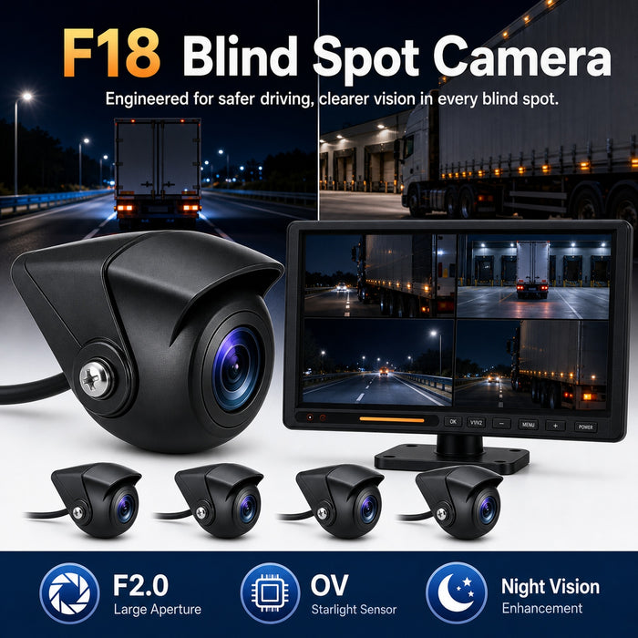 4CH BSD Truck Monitor System MP5 10.1" IPS Touchscreen IP69 Sound-Light Alarm