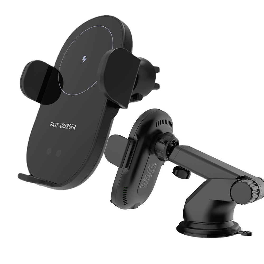 Automatic Clamping 15W Wireless Car Fast Charger Mount 2-in-1 Car Phone Holder