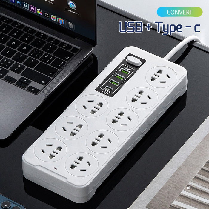 AU Standard Smart Power Board with USB Type-C Overload Protection Safety Shutter 1.8M Cable