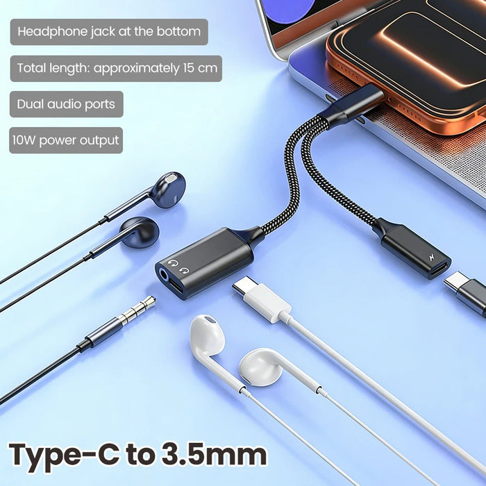 3-in-1 USB-C to 3.5mm Audio Adapter with USB-C Charging & Digital Audio Port