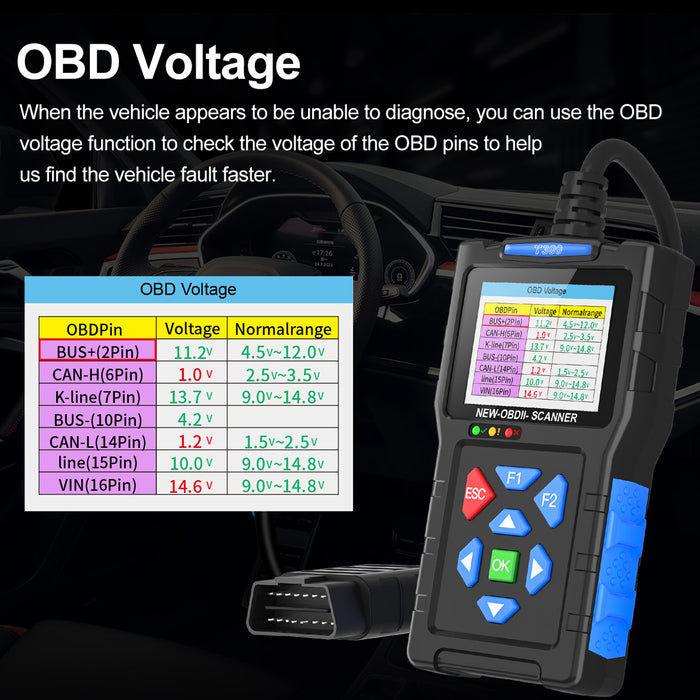 T300 OBD2 Scanner Car Diagnostic Tool - Engine Codes, Live Data, Battery Test, OBDII Code Reader