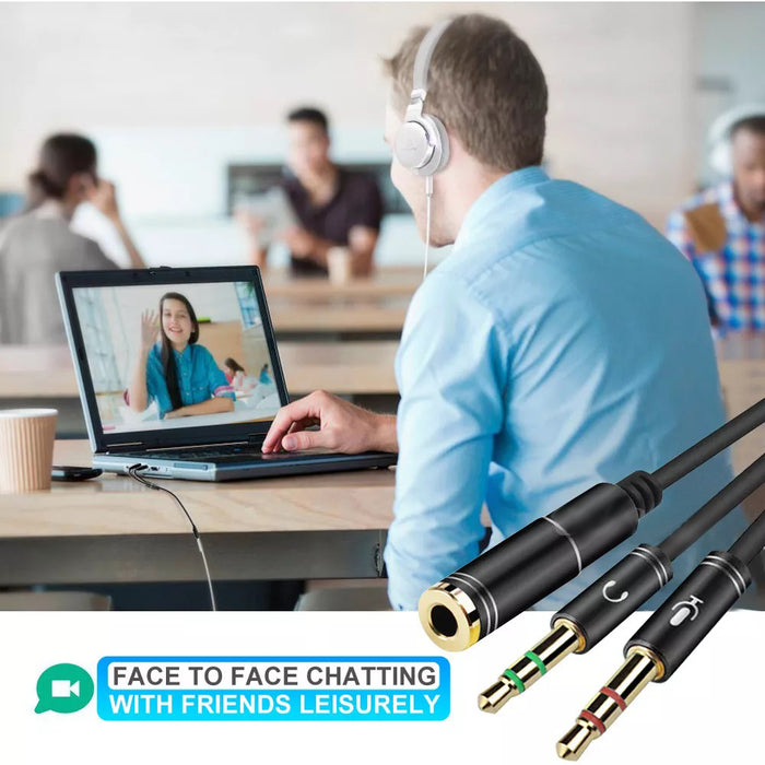 3.5mm Stereo Audio 2 Male to Female AUX Headphone Mic Y Splitter Cable Adapter