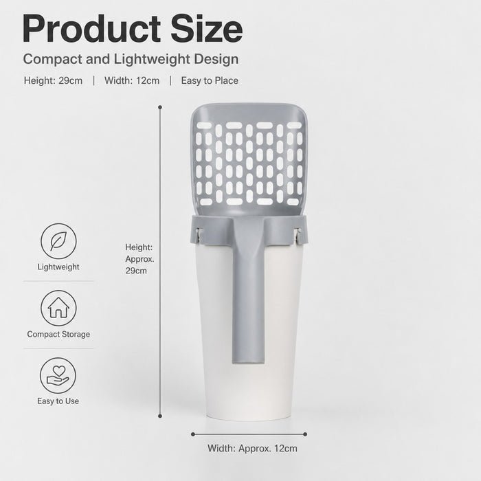 All-in-One Integrated Cat Litter Scoop with Trash Can & 90 Litter Bags