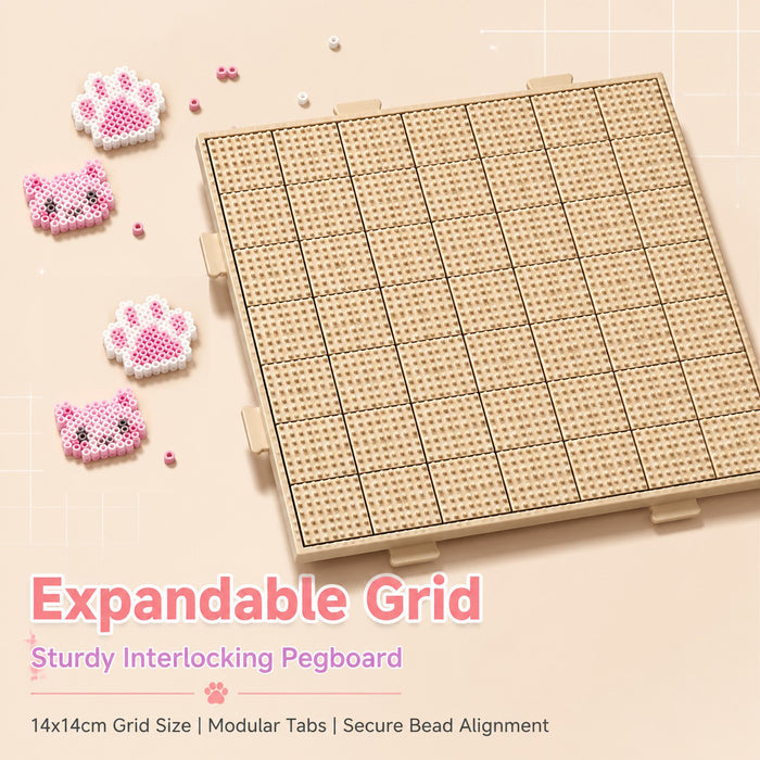7Pcs Cute Fuse Bead Tool Set with Pegboard and Precision Tweezers
