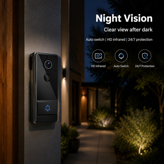 Wi-Fi Smart Wireless Video Doorbell Camera with Chime and 32GB Card
