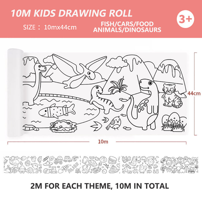 44cm*10m Kids Drawing Roll Color Filling Paper Graffiti Scroll Coloring Paper Toy