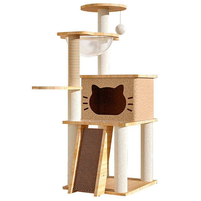 Cat Scratcher Bed Tower with Hammock Climbing Flower Tree Condo Ladder 120cm