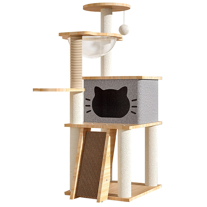 Cat Scratcher Bed Tower with Hammock Climbing Flower Tree Condo Ladder 120cm