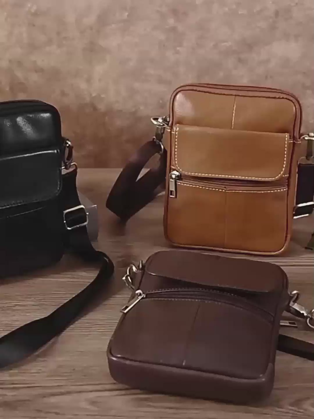 Genuine leather men's crossbody bag oiled wax leather Satchel Crossbody Bag