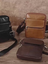 Genuine leather men's crossbody bag oiled wax leather Satchel Crossbody Bag