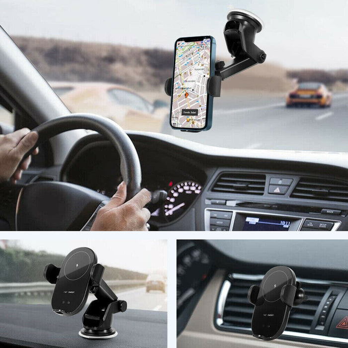 Automatic Clamping 15W Wireless Car Fast Charger Mount 2in1 Car Phone Holder