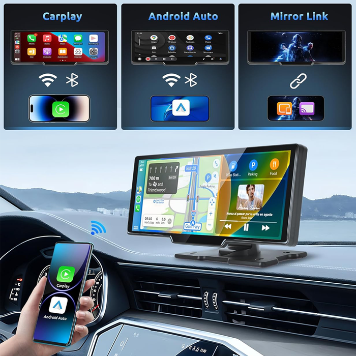 10.26" Wireless Apple Android Carplay Dual Dash Cam Front Rear Camera with 64G Card