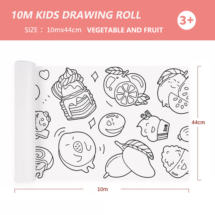 44cm*10m Kids Drawing Roll Color Filling Paper Graffiti Scroll Coloring Paper Toy