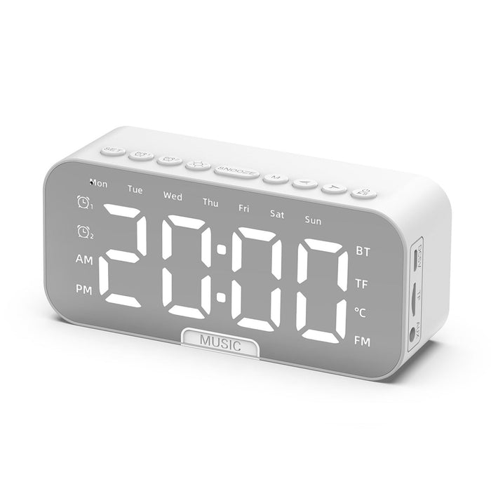 Bluetooth 5.0 Multi-function Wireless Speaker with Radio Clock Alarm Thermometer