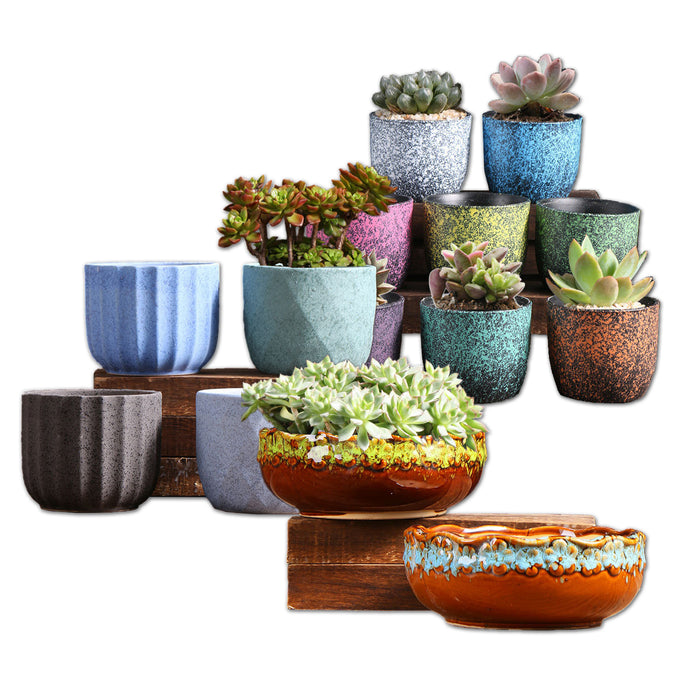 Ceramic Clay Pottery Pots Set Succulent Flower Planter Series 03