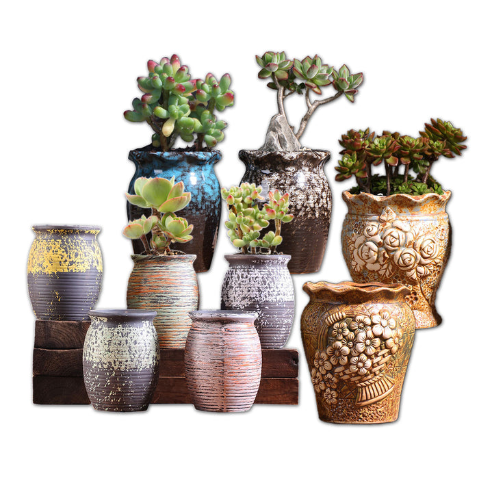 Ceramic Clay Pottery Pots Set Succulent Flower Planter Series 02