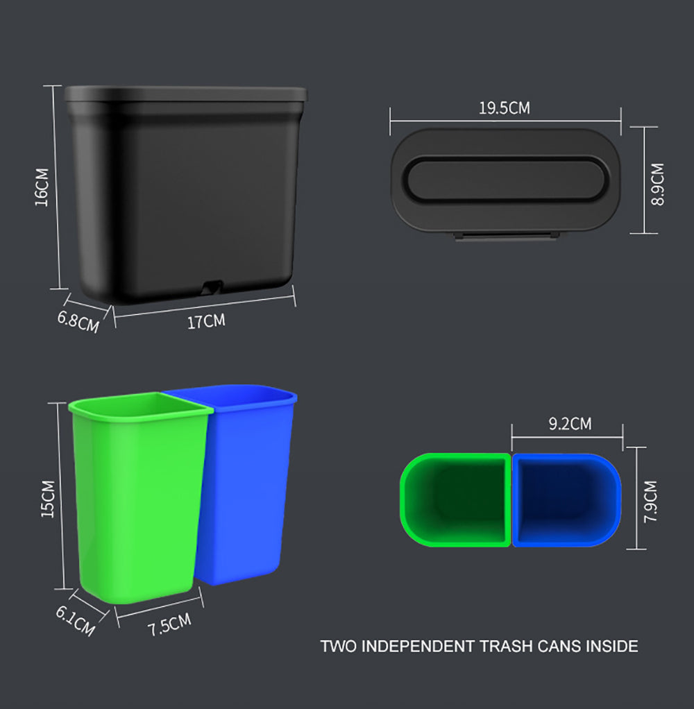 Alternate view of 2 in1 Car Rubbish Bin Holder Trash Can Waste Dust Case Vehicle Garbage Storage
