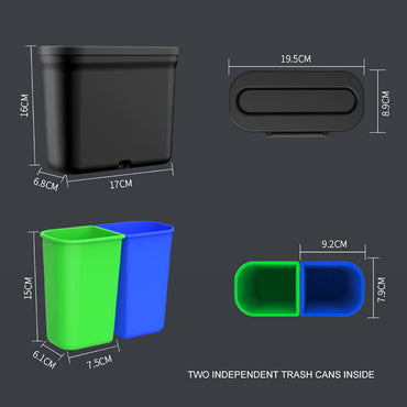 2 in1 Car Rubbish Bin Holder Trash Can Waste Dust Case Vehicle Garbage Storage